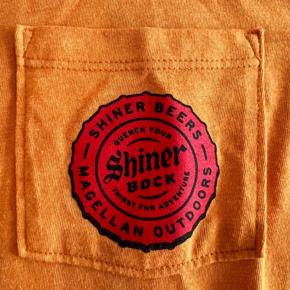 Magellan Outdoors Vibrant Orange Tee with Shiner Bock Beer Logo size medium - Picture 2 of 7